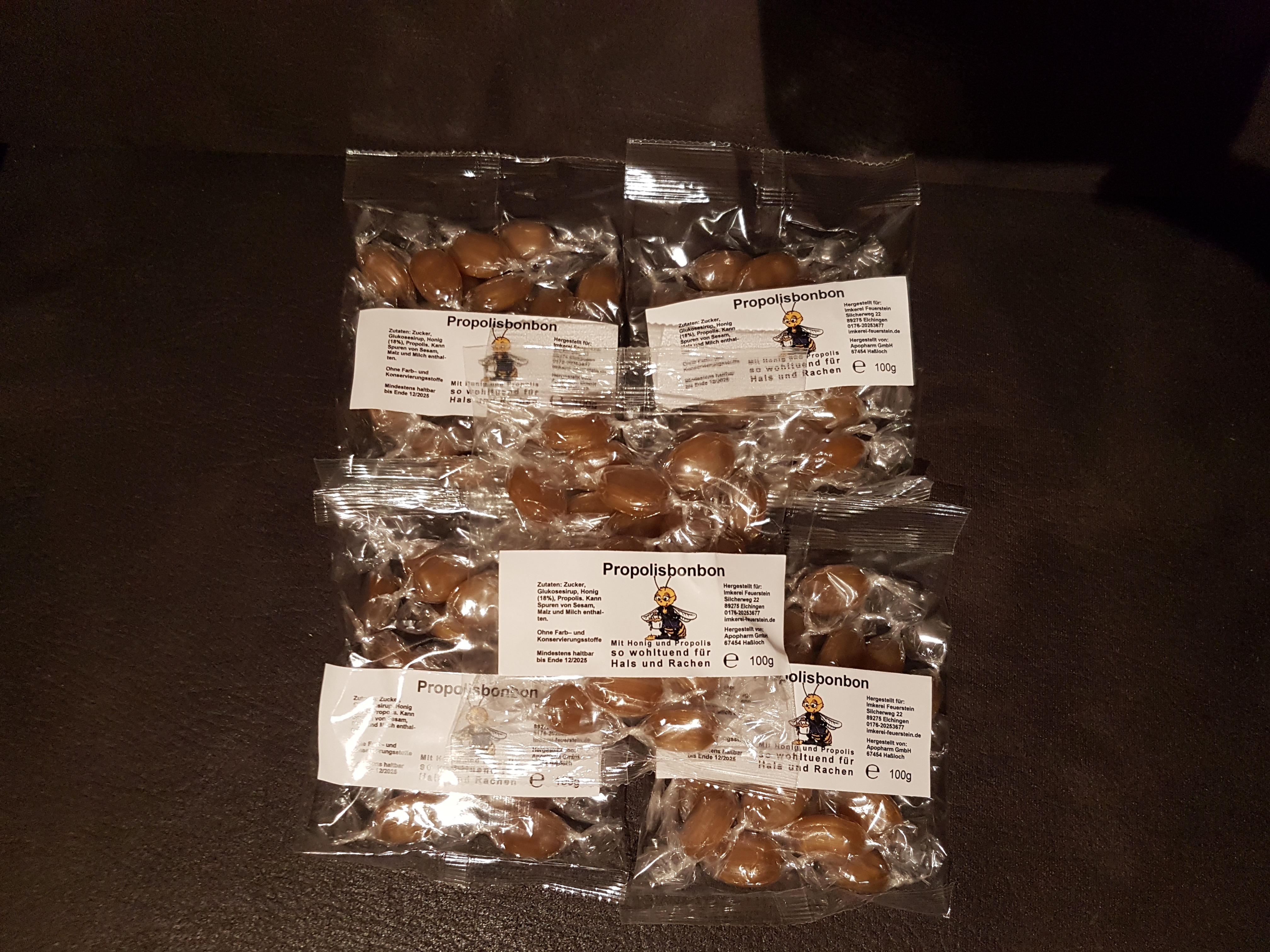 Propolis-Bonbons ohne Kräuter  5 x 100g